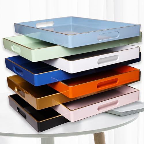 White Decorative Serving Tray with Handles