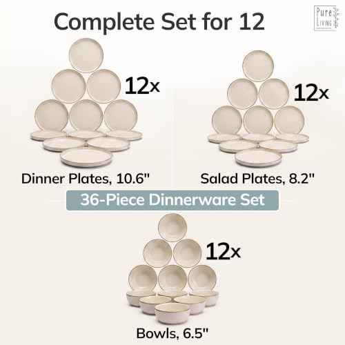 36 Piece Stoneware Dinnerware Set for 12 (36 Count)
