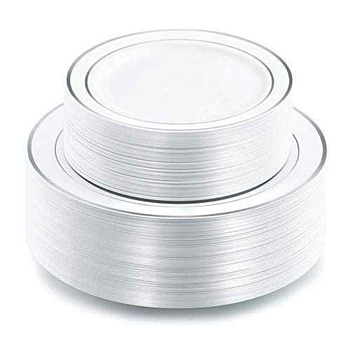 102 Pcs Silver Plastic Plates (51 Count)