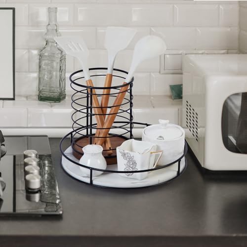 12 Inch White Wood Lazy Susan