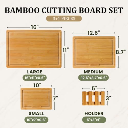 Bamboo Cutting Boards for Kitchen (3 Count)