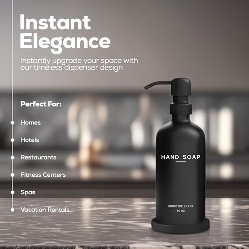 Black Glass Hand Soap Dispenser Bathroom Set by Brighter Barns
