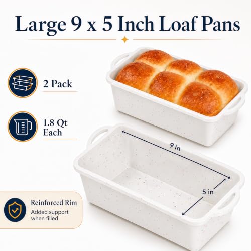 2 Pack 8.5x4.5 Standard Silicone Loaf Pans (4 Count)