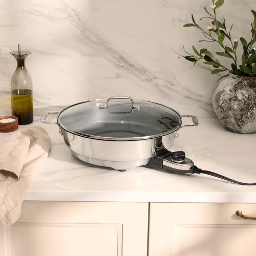 Electrics Stainless Steel and Nonstick Surface Skillet 7 Quart 1800 Watts Temp Control