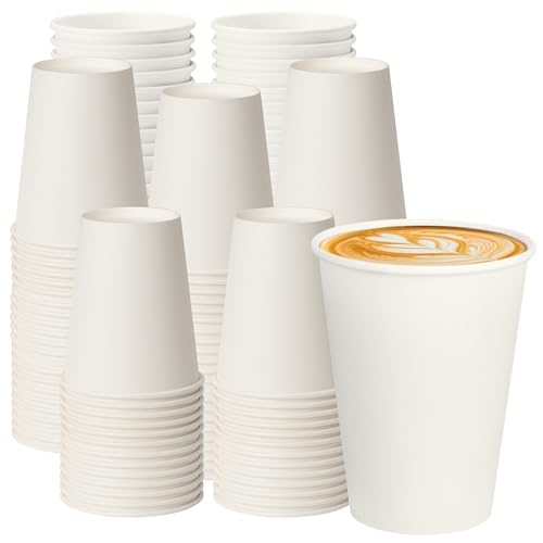 12 oz 500 Pack White Disposable Paper Coffee Cups (500 Count)