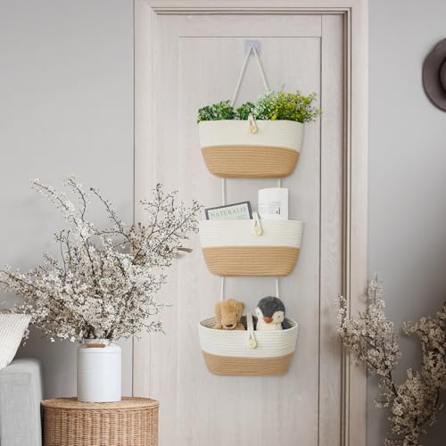 Over the Door Hanging Baskets with Wooden Button (33.12 Ounce)