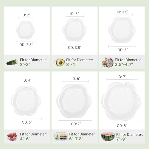 Silicone Stretch Lids for Food Storage in Fridge (6 Count)