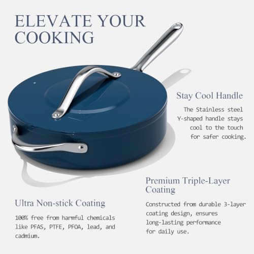 Premium Ceramic Sauté Pan with Lid