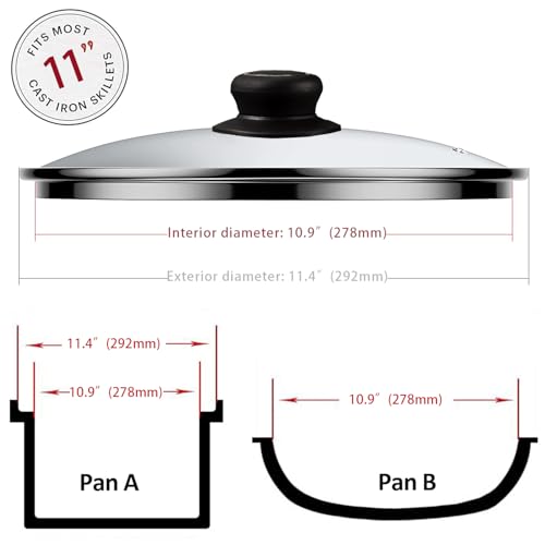 11 Inch Pan Lid Tempered Glass Lids Replacement for Pots & Skillets