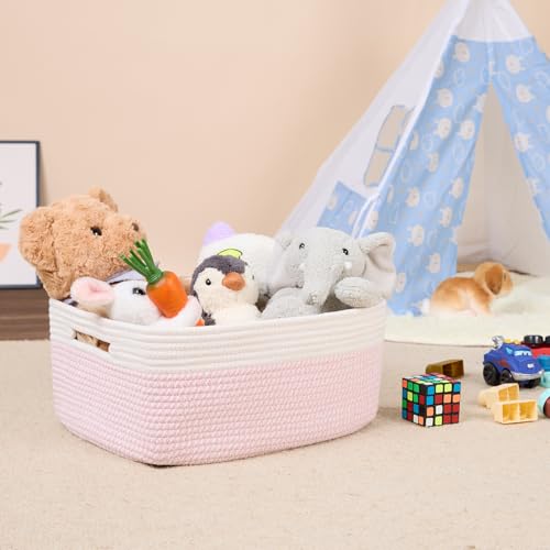Woven Pink Cotton Storage Baskets (3 Count)