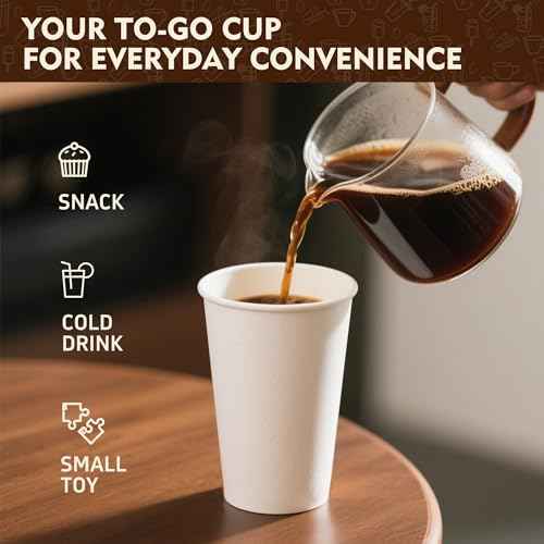 16 oz 500 Pack White Disposable Paper Coffee Cups (500 Count)