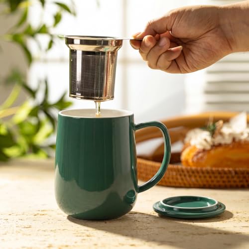 20 OZ Porcelain Tea Mug with Infuser and Lid