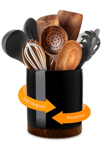 Ceramic Rotating Kitchen Utensil Holder for Countertop
