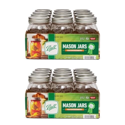 Regular Mouth Glass Mason Jars with Lids and Bands (176.3698 Ounce)