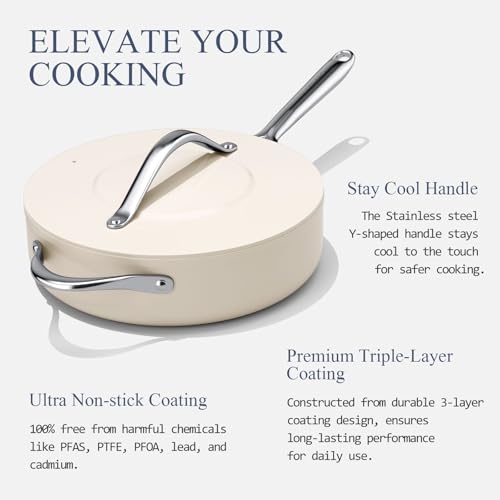 Premium Ceramic Sauté Pan with Lid