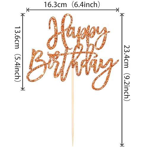 1 PCS Happy Birthday Cake Topper Glitter Happy Birthday Cake Pick for Celebrating Happy Birthday Anniversary Theme Party Cake Decorations Supplies Orange