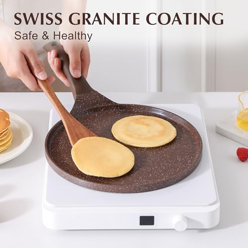 12 Inch Nonstick Crepe Pan Granite Coating Pancake Pan Brown