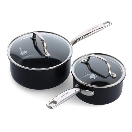 Prime Chatham 1QT & 2QT Saucepan Pot Set with Glass Lids