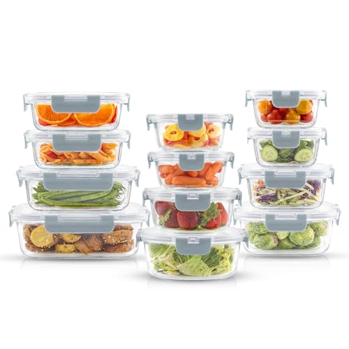 24pc Borosilicate Glass Storage Containers with Lids (24 Count)