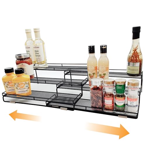 3 Tier Wide Expandable Cabinet Spice Rack Organizer