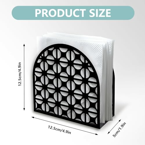 Modern Geometric Round Decorative Black Metal Napkin Holder for Table