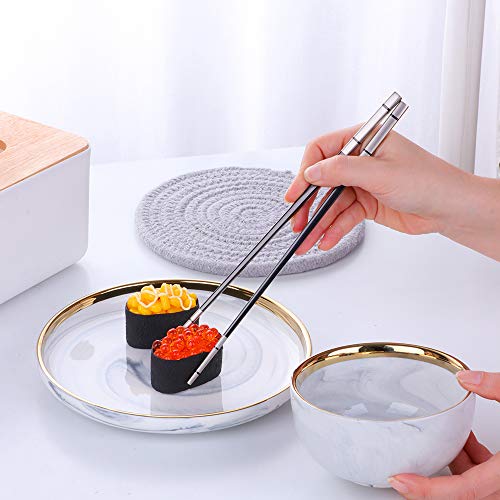 5 Pair Black Stainless Steel Chopsticks