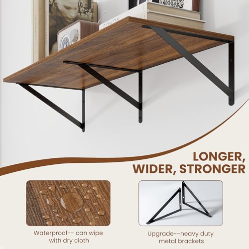 32W x 12D Deep Floating Shelves Set of 2 Walnut (2 Count)