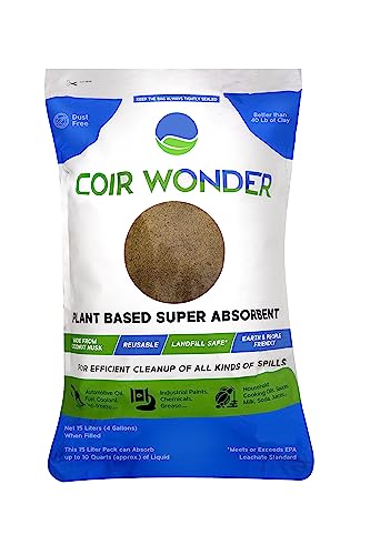 3-in-1 Oil Absorbent, Paint Hardener & Sweeping Compound – 15L (5.3 Lb) – Absorbs 10 Quarts Oil, Solidifies 33 Cups Cooking Oil – Eco-Friendly Spill Cleanup Granules for Shop, Garage, Home (507 Fl Oz)
