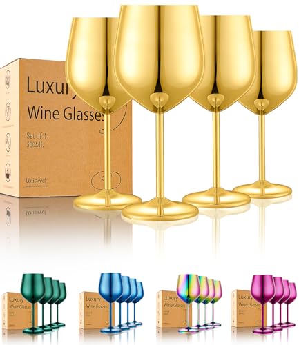 Unbreakable Stainless Steel Wine Glasses Set of 4 (4 Count)