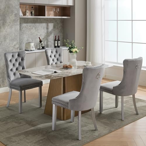 Grey Velvet Dining Chairs Set of 6 (6 Count)