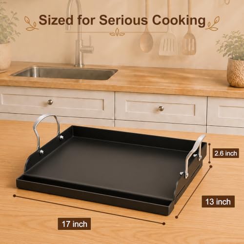 17" x 13" Nonstick Coated Cast Iron Grill Griddle