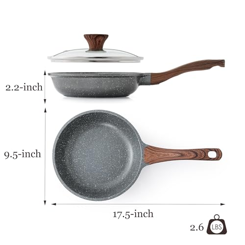 9.5inch Nonstick Frying Pan Chef's Pan with Glass Lid