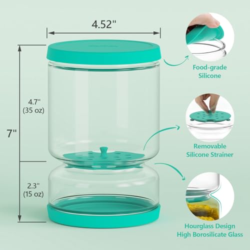 Glass Pickle Container with Strainer