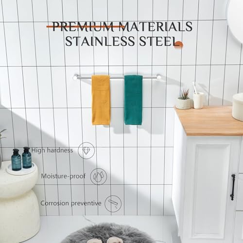Towel Bars for Bathroom Wall Mounted 20'' Towel Rack Polished Chrome Single Rod for Lavatory Bathroom Hardware Stainless Steel