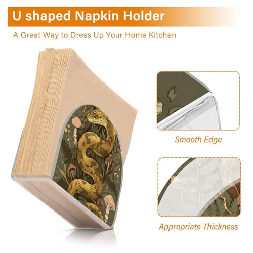 Snake and Mushroom Napkin Holder for Table Paper Napkins Holder Acrylic Tissue Dispenser Kitchen Dining Room Bathroom Party Car Decor