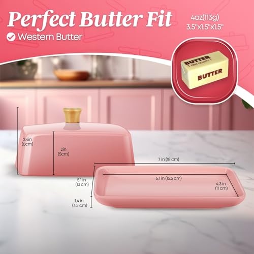 Large Ceramic Butter Dish with Lid for Countertop