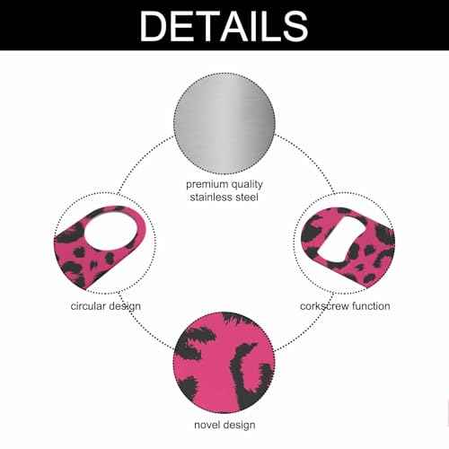Leopard Print Stainless Steel Bottle Opener Jaguar Animal Fur Fashion Natural Skin Black Pink Wild Spot Flat Beer Bottle Opener Keychain for Home Kitchen Bar Restaurant Party Birthday Gift