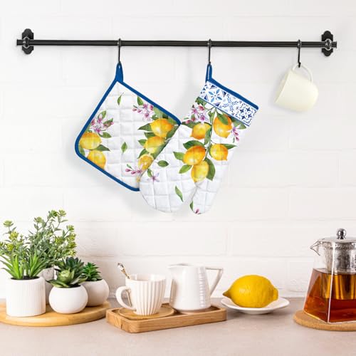 Summer Lemon Oven Mitts and Pot Holders Set