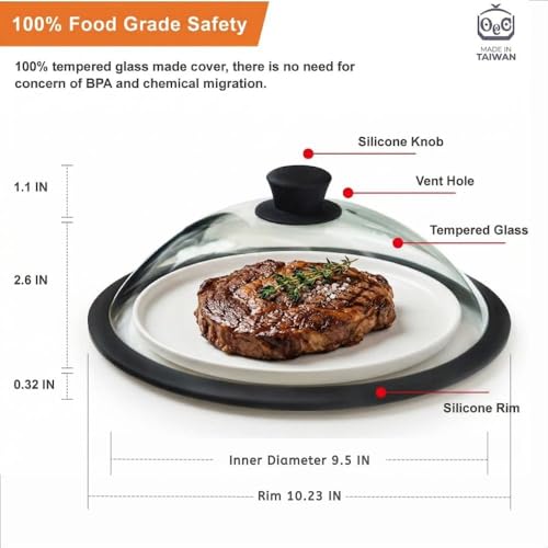 Vented Splatter Upgraded Tempered Glass Microwave Cover