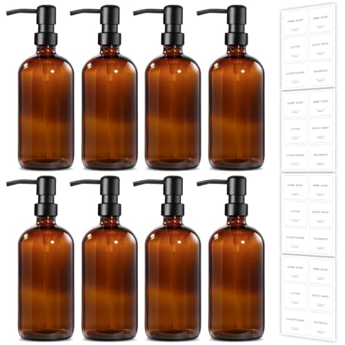 Amber Glass Soap Dispenser (8 Count)