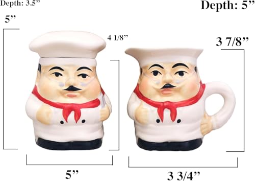 Fat Chef Hand Painted Ceramic Cream and Sugar Set