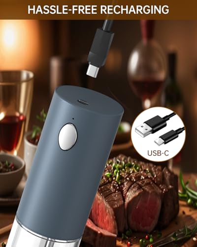 Electric Salt and Pepper Grinder Set Rechargeable Salt and Pepper Mills with Storage Base (2 Count)