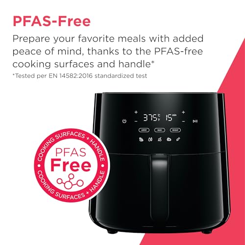 3-in-1 Air Fryer, Large 5.3 QT Capacity, Digital Display, 3 Cooking Modes, 5 Recipe Presets, Automatic Shake Reminder, PFAS-Free Cooking Surfaces, Black