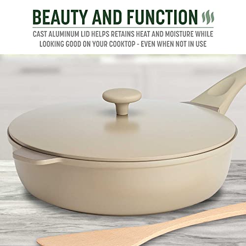 All-in-One Pan, Multilayer Nonstick Cookware Set, High-Performance Construction, Multipurpose Design Replaces Multiple Pots and Pans, Dishwasher Safe, 11-Inch, 4.4-Quart Capacity, Linen