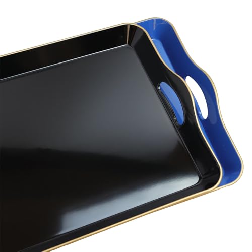 Large Blue Serving Tray with Handles