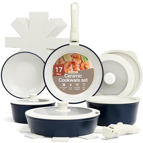 Bakken 17 Piece Ceramic Coated Aluminum Cookware Set (15 Count)