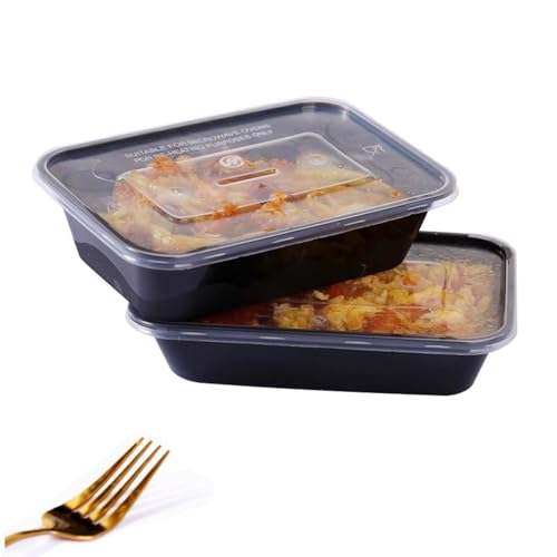 24oz Square Plastic Meal Prep Containers Reusable With Lids. (100 Count)