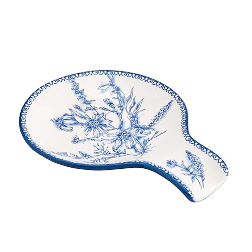 Blue Garden Toile De Jouy Spoon Rest for Stove Top