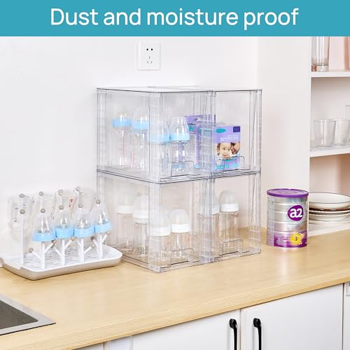 4 Pack Clear Stackable Storage Drawers (4 Count)