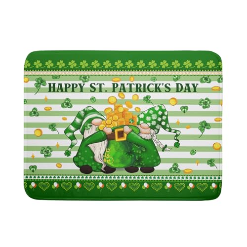 Shamrock Gnome Dish Drying Mat Coin Clover Dishes Fast Dry Mat 18x24 inch Absorbent Microfiber Dishware Drainer Pad for Kitchen Counter Sink